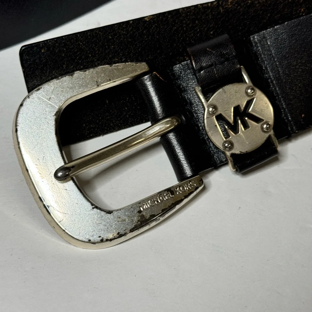 Vintage Michael Kors Belt Size M Pebbled Leather Black 554749 Distressed